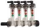 Wilger Modular Flow Monitor Kit - 4 Column, 3/8" Hose Barb Inlet, 3/4" Hose Barb Outlet