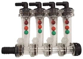 Wilger Modular Flow Monitor Kit - 4 Column, 3/8" Hose Barb Inlet, 3/4" Hose Barb Outlet