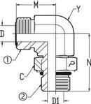 1/2 MALE OFS X 5/8 MALE O-RING BOSS 90 DEG; - STRAIGHT THREAD ELBOW - STEEL