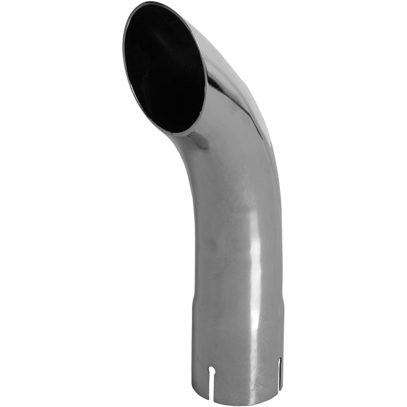Universal Exhaust Stack Pipe - 2-3/8" x 12", Curved, Chrome - Quality Farm Supply