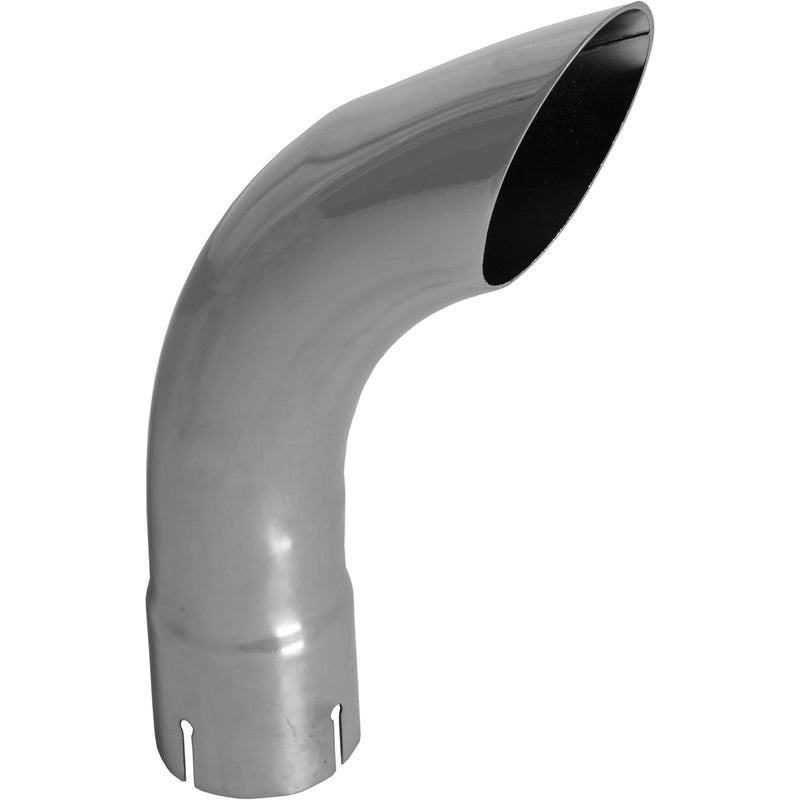 Universal Exhaust Stack Pipe - 2-1/2" x 12", Curved, Chrome - Quality Farm Supply