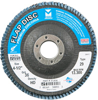 TYPE 29 FLAP DISC 4-1/2" X 7/8" FOR ANGLE GRINDER- 34 GRIT