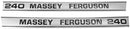DECAL SET FOR MASSEY FERGUSON 240